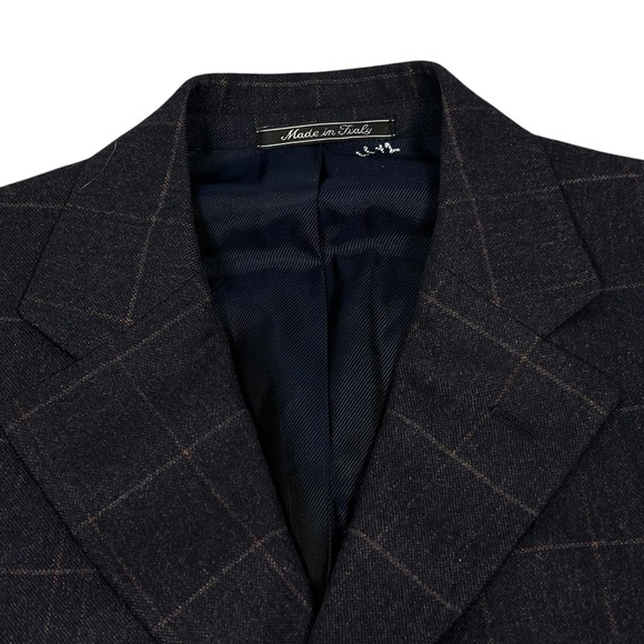 Bergdorf Goodman Cantarelli Suit Men Navy Blue Windowpane Cashmere 42R 38X30 - Picture 4 of 12